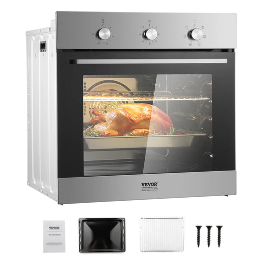SucceBuy Single Wall Oven 24" Electric Built-in Wall Oven 2.68 Cu.Ft Electric Wall Ovens with Timer Electric Oven for Kitchen
